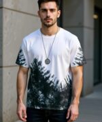 Men's Tie & Dye Effect Polyester Crew Neck Tee