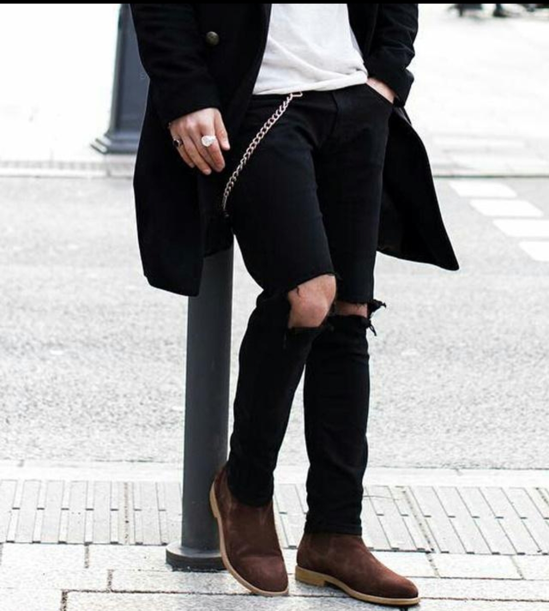 Oplus_131072 Stylish Black Ripped Slim Fit Jeans for Men - Image 1