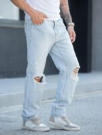 Stylish Black Ripped Slim Fit Jeans for Men - Image 2