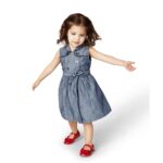Cute Baby Girl Denim Dress with Belt