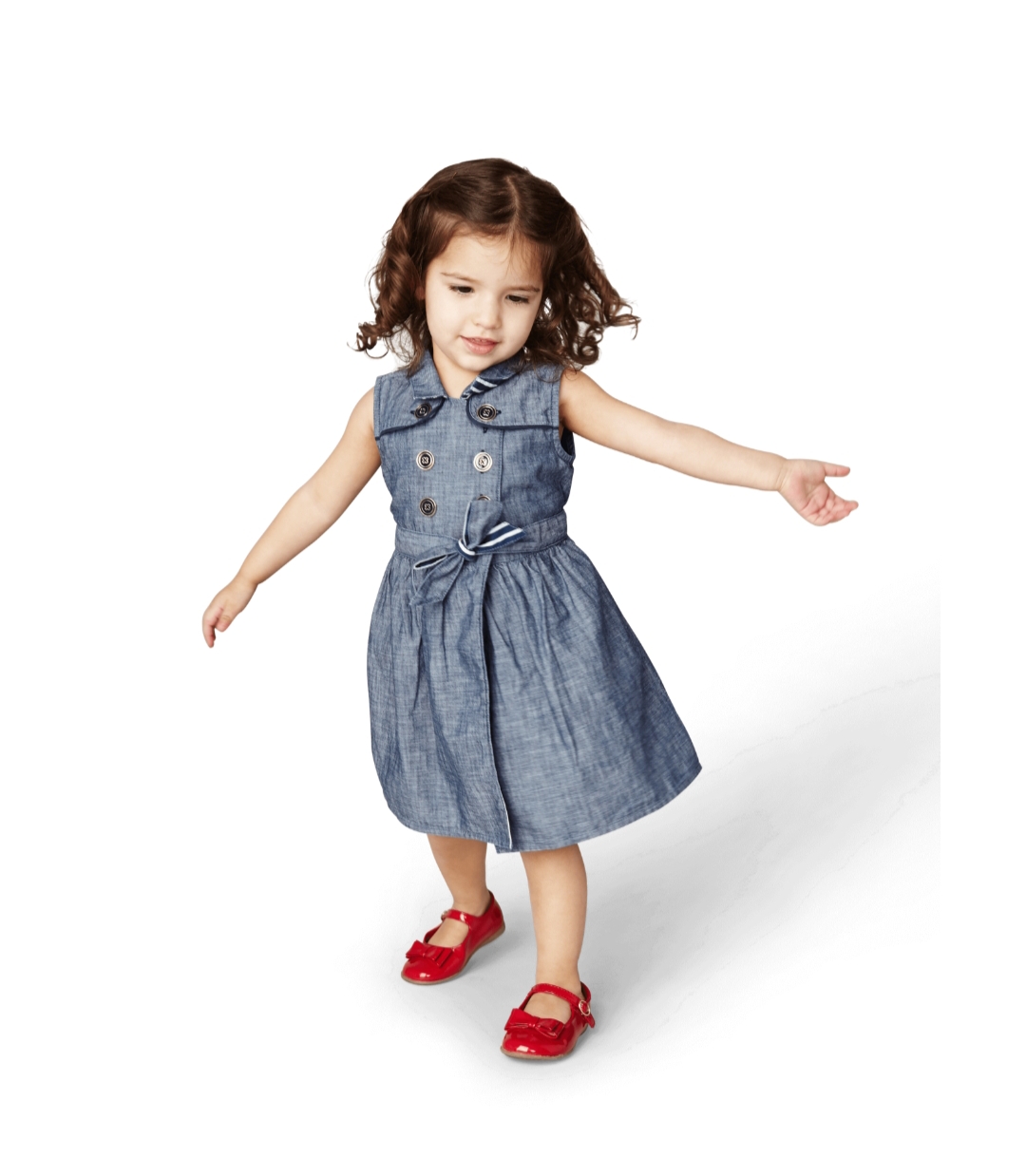 Oplus_131072 Cute Baby Girl Denim Dress with Belt - Image 1