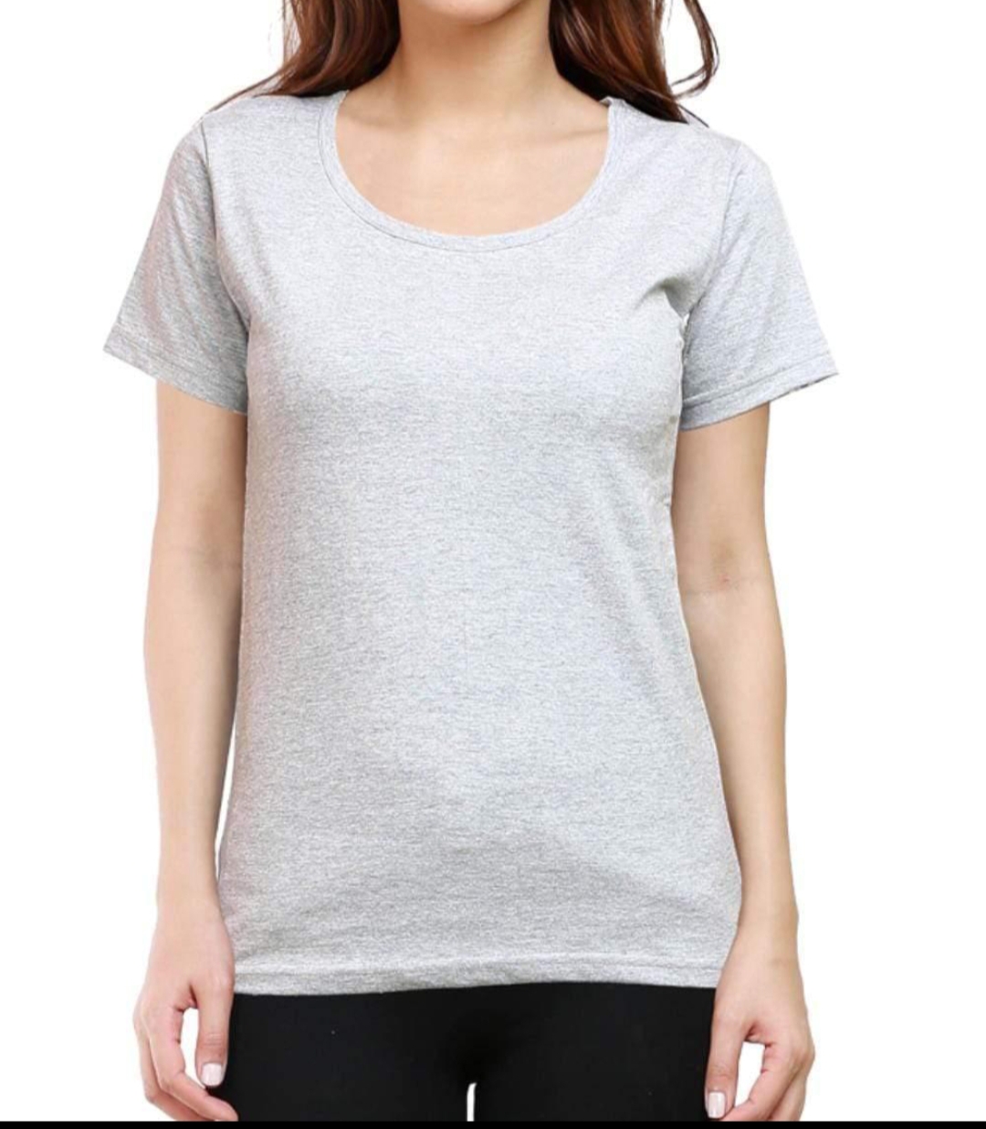 Oplus_131072 Women's Plain Black Round Neck Cotton T-Shirt | Regular Fit Half Sleeve Casual Top - Image 1