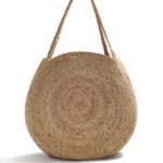 Handmade Crochet Jute Round Sling Bag with Pearl Bead Embroidery | Boho Circular Shoulder Bag