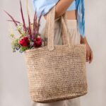 Crochet Jute/Raffia Large Tote Bag | Handwoven Open-Weave Beach Shoulder Bag