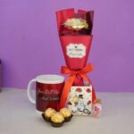 "Romantic Gift Hamper Set | Mug, Chocolates & Rose Bouquet Combo | Perfect Love Gift"