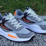 "Men's Grey & Orange Sports Sneakers | Casual Running Shoes | Lightweight & Stylish