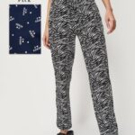Women Zebra Print Lounge Pants | Soft Cotton Nightwear Pajama (Pack of 2) | Comfortable Casual Wear