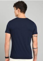 Men Solid Navy Blue Slim Fit T-Shirt | Round Neck Casual Wear | Premium Cotton - Image 6