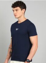 Men Solid Navy Blue Slim Fit T-Shirt | Round Neck Casual Wear | Premium Cotton - Image 3
