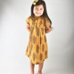 "Yellow Floral Cotton Frock for Kids"