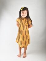 "Yellow Floral Cotton Frock for Kids"