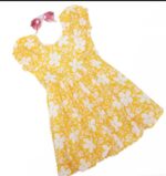 Yellow Floral Print Sleeveless Frock for Baby Girls - Image 2