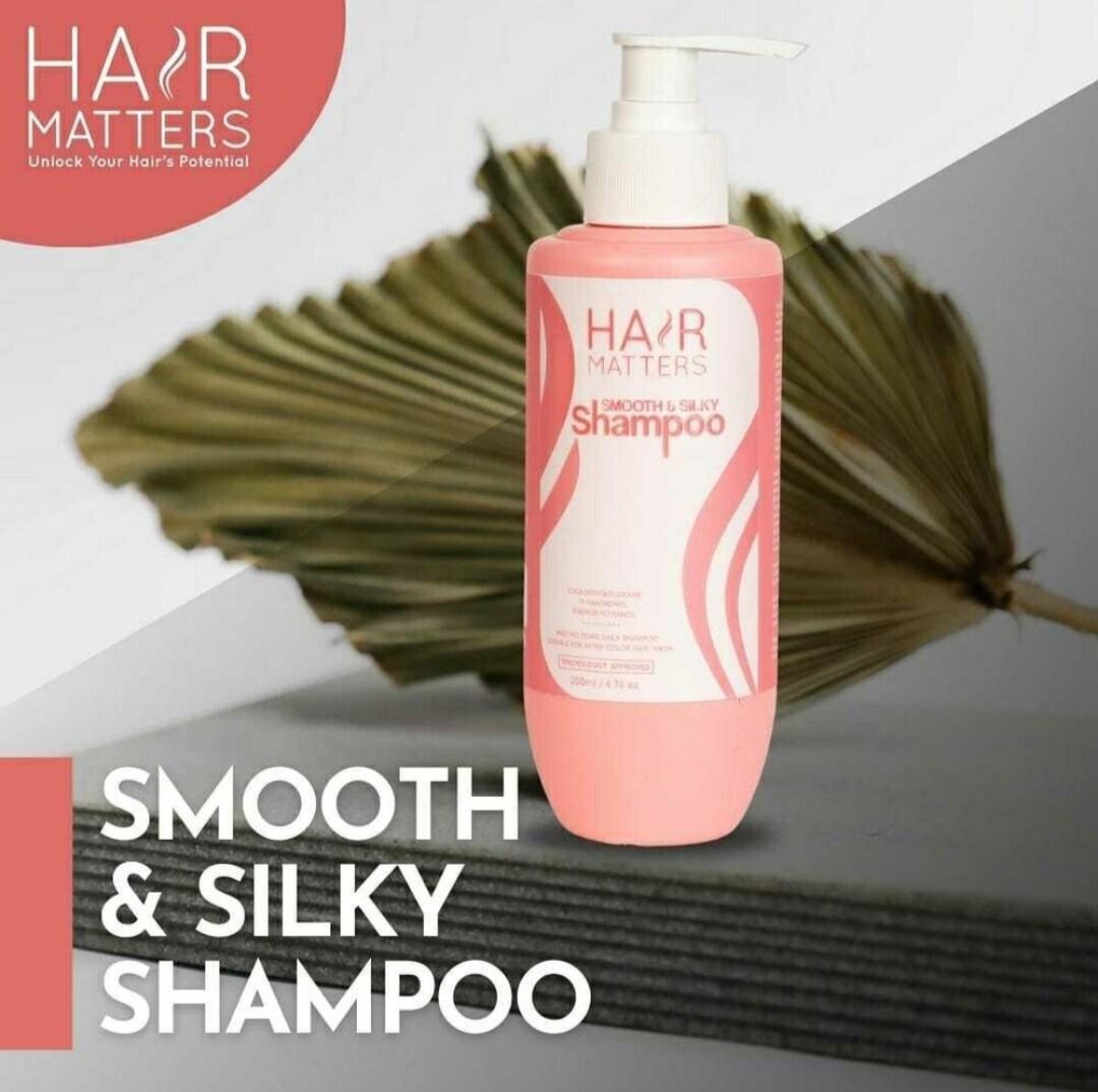 Oplus_131072 Hair Matters Smooth & Silky Shampoo, a 200ml formula designed for dry and frizzy hair. - Image 1