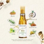 Minature Hair Growth Oil, an Ayurvedic blend designed to promote scalp health and hair vitality. It features ..110ml
