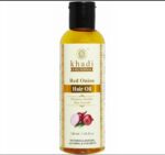 Khadi Shuddha Red Onion Hair Oil, a 100 ml (3.38 Fl oz) herbal formulation.