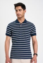 Men’s Premium Striped Polo T-Shirt – Navy Blue & White Casual Wear - Image 5