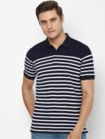 Men’s Premium Striped Polo T-Shirt – Navy Blue & White Casual Wear - Image 4