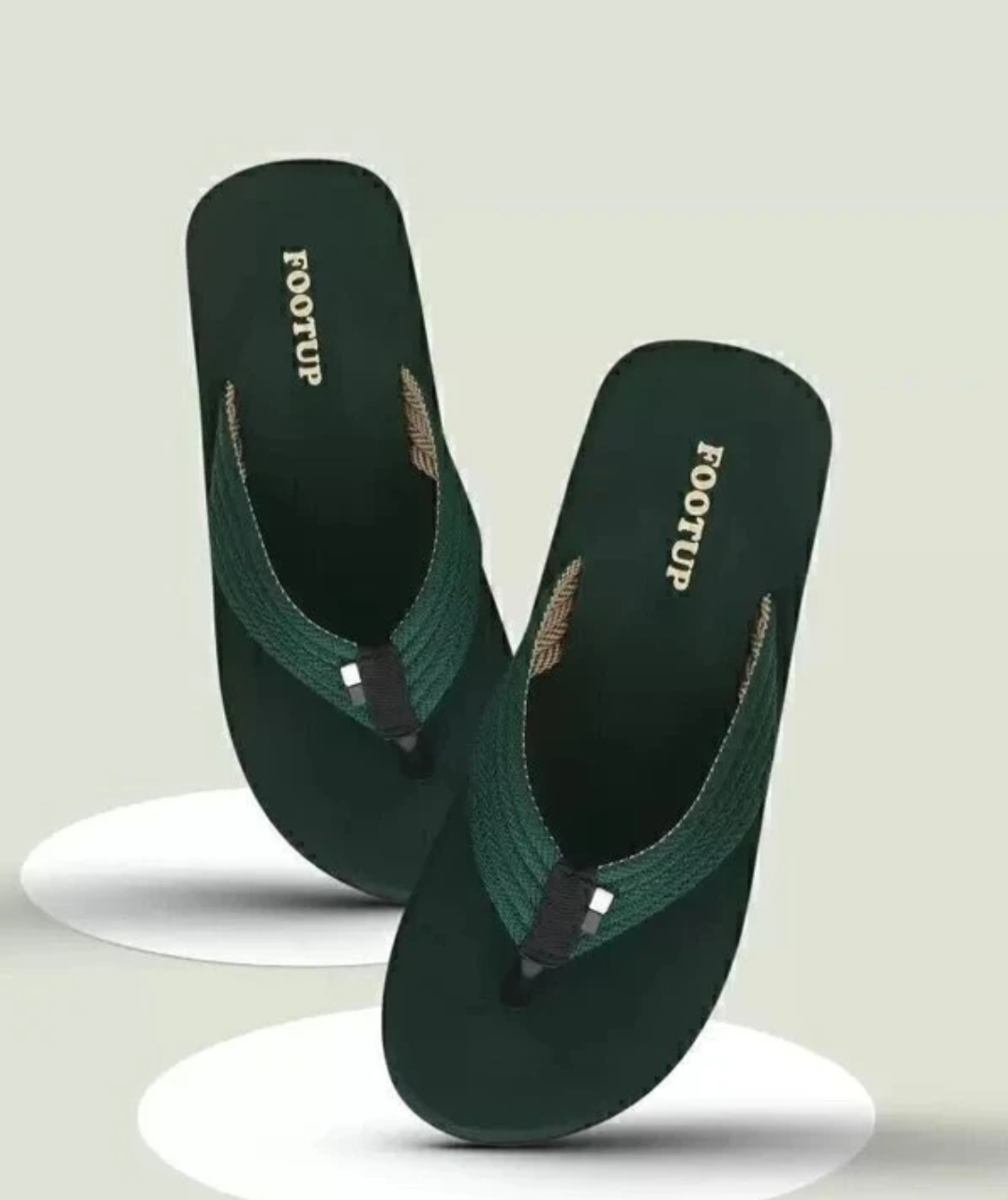 Oplus_131072 Premium Dark Green Casual Flip-Flops for Men - Image 1