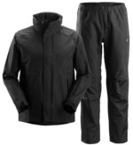 Men's Waterproof Rain Suit Set Jacket & Pant . Hooded Black Rainwaer