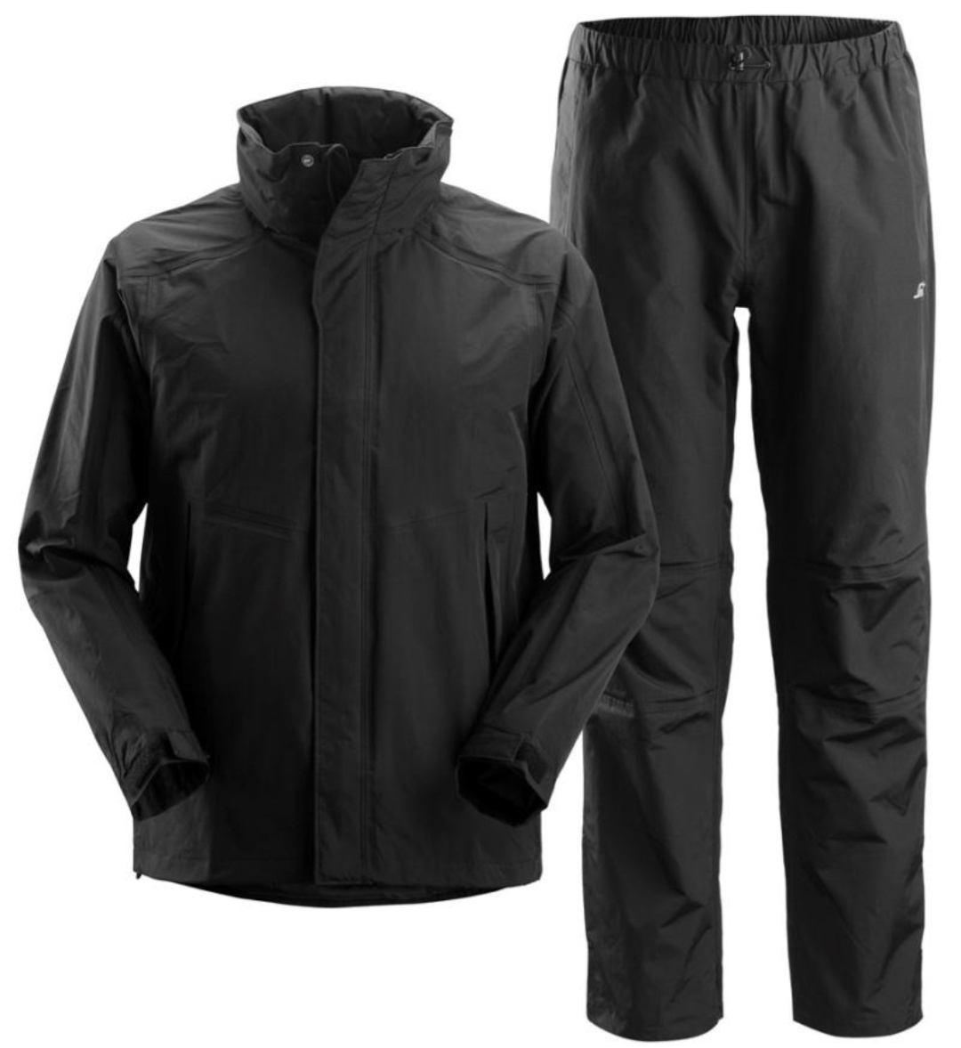Oplus_131072 Men's Waterproof Rain Suit Set Jacket & Pant . Hooded Black Rainwaer - Image 1