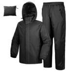 Men's Waterproof Rain Suit Set Jacket & Pant . Hooded Black Rainwaer - Image 2