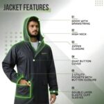 Men’s Waterproof Raincoat Suit | Hooded Jacket & Pant Set | Windproof Outdoor Rainwear (Black) - Image 3