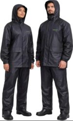 Men’s Waterproof Raincoat Suit | Hooded Jacket & Pant Set | Windproof Outdoor Rainwear (Black) - Image 2