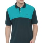 Men’s Stylish Color Block Polo T-Shirt (Green & Black) | Casual Half Sleeve Collar T-Shirt