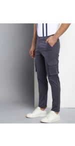 Men’s Grey Slim Fit Cargo Pants (Stretchable & Stylish) - Image 3