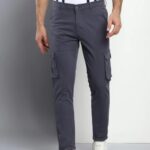 Men’s Grey Slim Fit Cargo Pants (Stretchable & Stylish)
