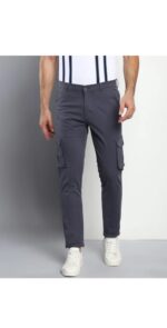 Men’s Grey Slim Fit Cargo Pants (Stretchable & Stylish)
