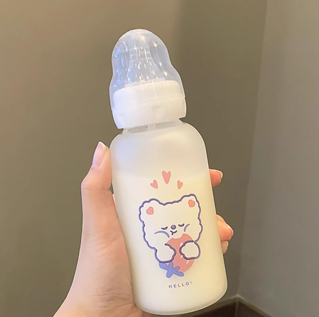 Oplus_131072 Cute Cartoon Baby Feeding Bottle with Silicone Nipple (BPA Free) - Image 1