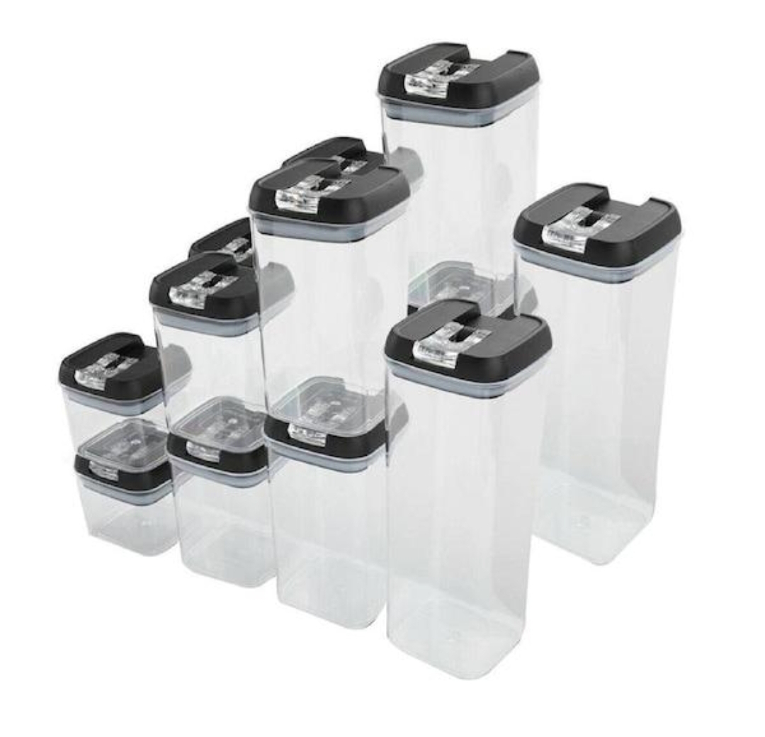 Oplus_131072 9-Piece Tall Airtight Canister Set (Black) - Image 1