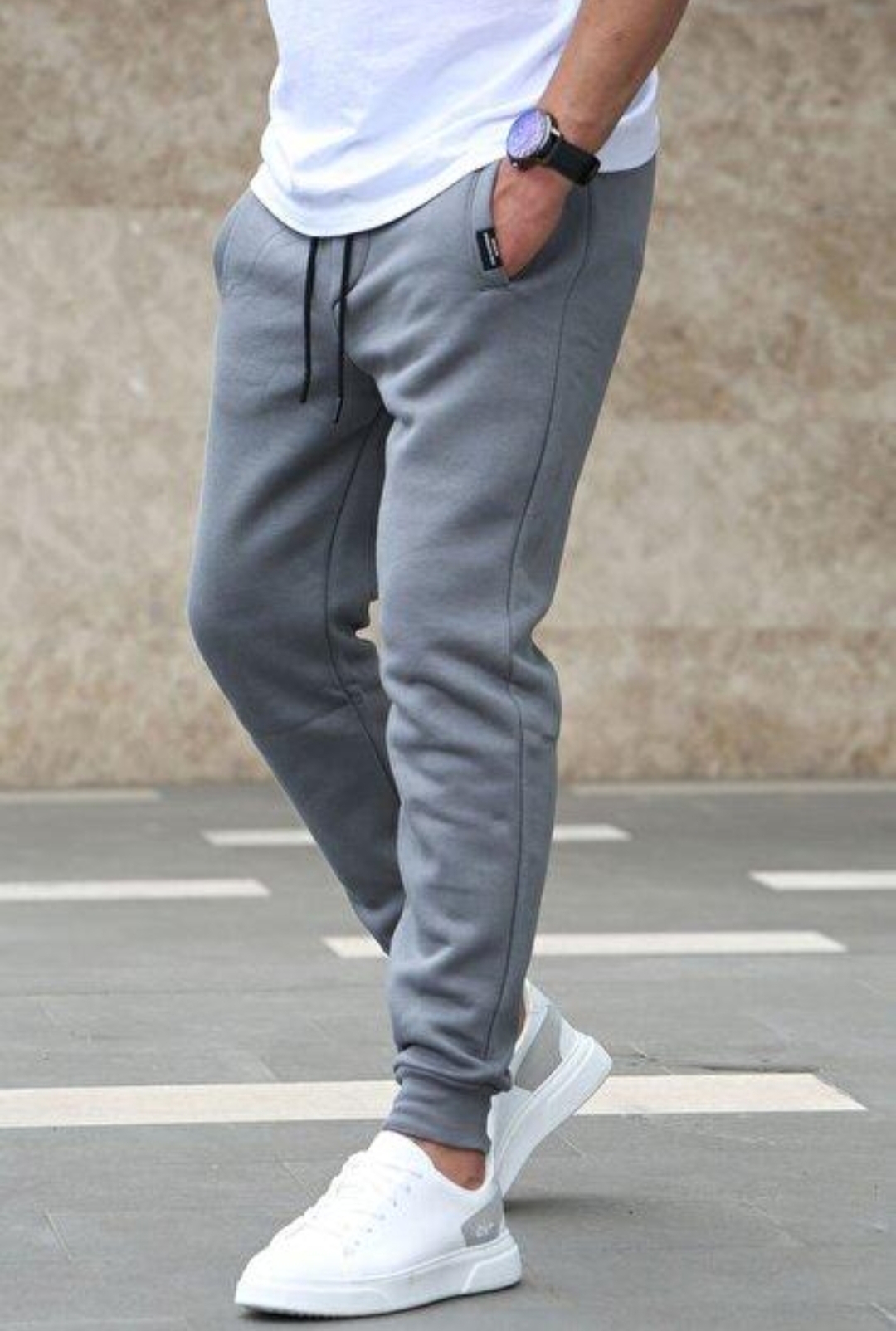 Oplus_131072 Men’s Slim Fit Grey Joggers (Trendy Look) - Image 1