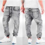 Men’s Grey Denim Jogger Pants (Front & Back View)