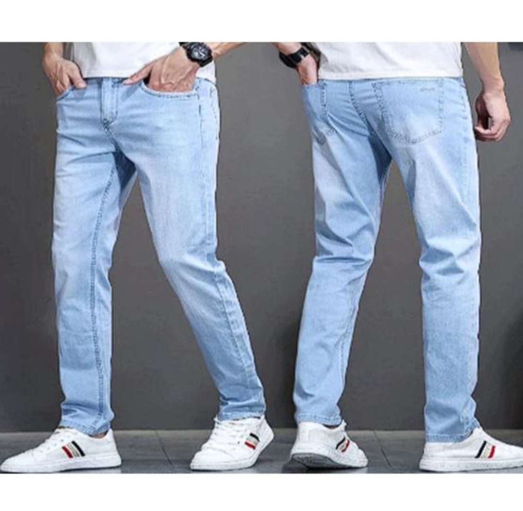 Oplus_131072 Light Blue Slim Fit Denim Jeans - Image 1