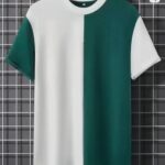Men's Half Sleeve Color Block Round Neck T-Shirt (Green & White)