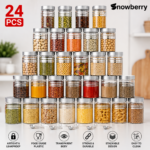 24 PCS Airtight Kitchen Storage Container Set | Plastic Transparent Jars Combo (4 Sizes, Silver Lid) - Image 2