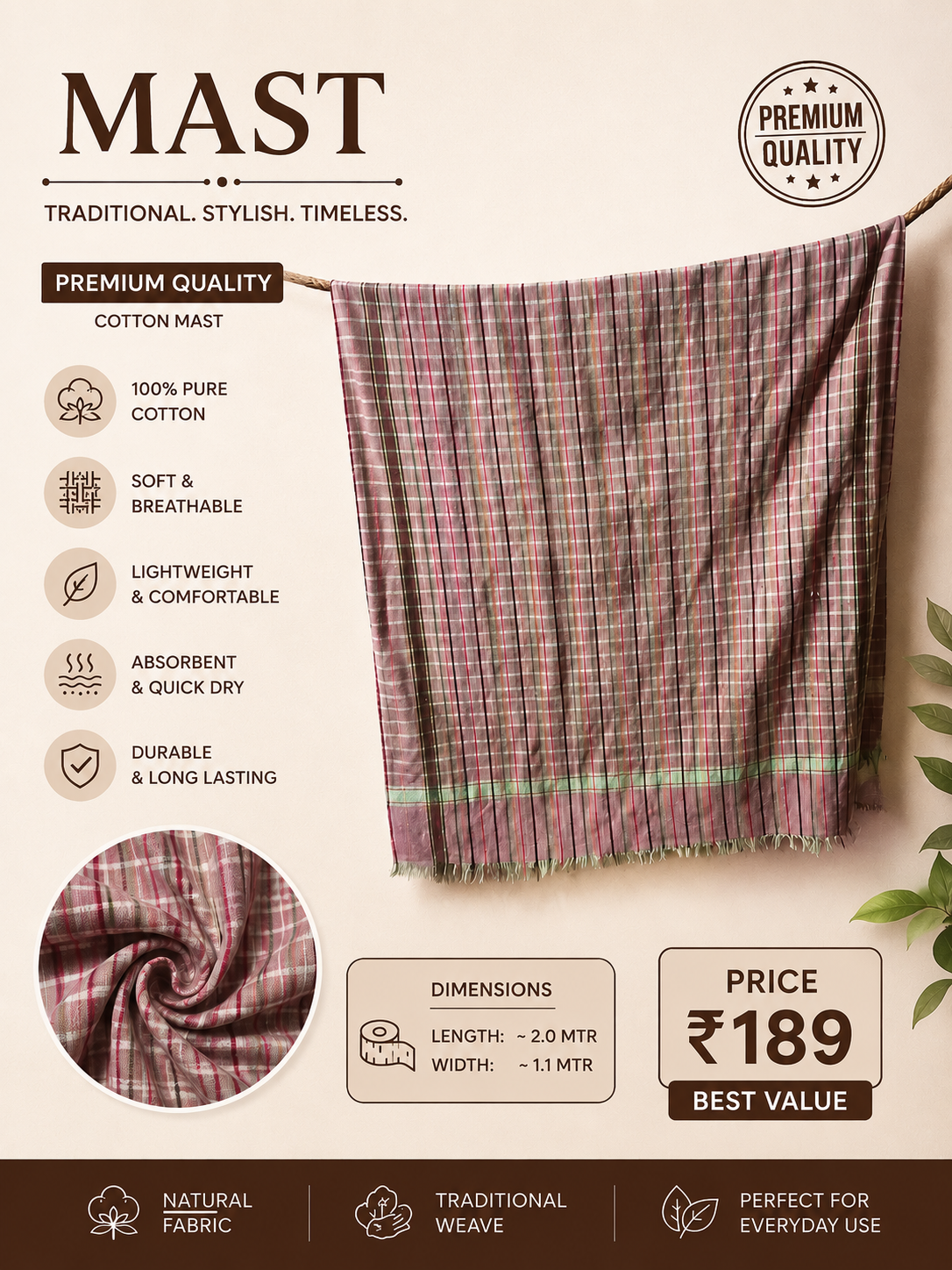 file_00000000cb747208b5f582a66f44ef46 Desi Cotton Gamcha (100% Pure) – Comfortable & Durable - Image 1