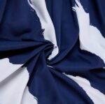 Stylish Navy Blue & White Abstract Print Flared Midi Dress for Women - Image 4