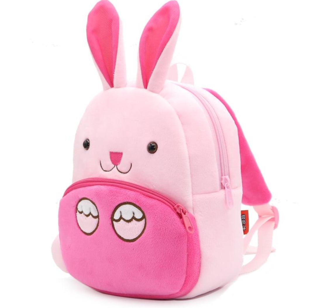 Oplus_131072 Cute Bunny Rabbit Plush Kids School Backpack with Bow - Image 1