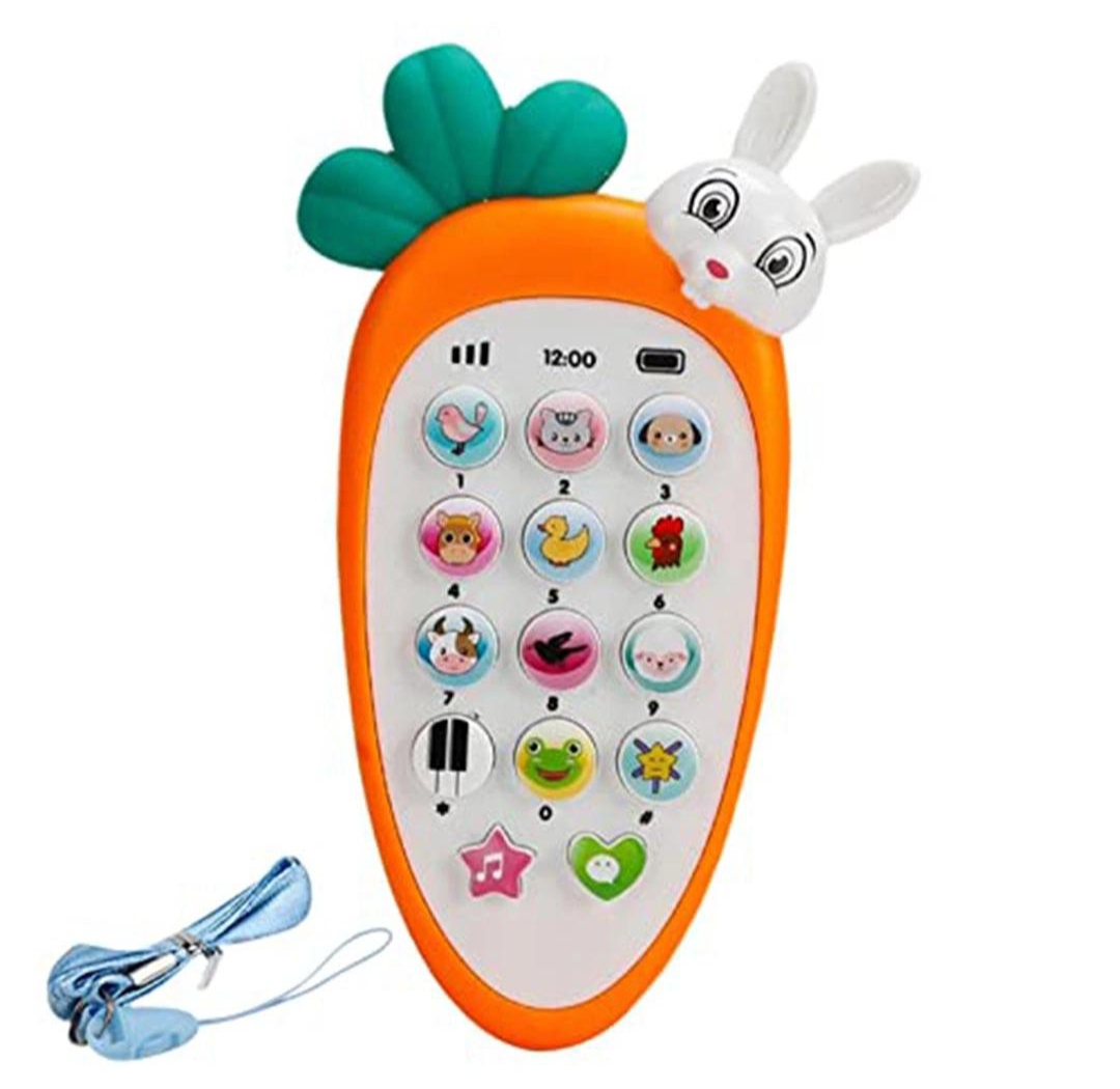 Oplus_131072 Carrot Shape Kids Learning Phone Toy – Music, Animal Sounds & Buttons - Image 1