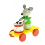Wooden Mouse Drummer Pull Toy for Kids (Classic Handcrafted Toy)