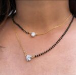 Stylish Layered Mangalsutra with Black Beads & Gold Plated Pendant - Image 2