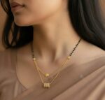 Stylish Layered Mangalsutra with Black Beads & Gold Plated Pendant