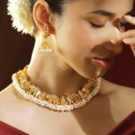 South Indian Temple Jewelry Lakshmi Choker Set with Earrings