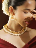South Indian Temple Jewelry Lakshmi Choker Set with Earrings