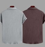 Men’s Grey Vertical Striped Casual Shirt. 1pic - Image 2