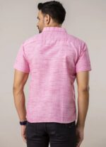 Men’s Stylish Pink Slim Fit Casual Shirt (Half Sleeve) - Image 3
