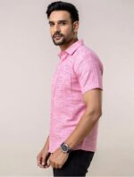 Men’s Stylish Pink Slim Fit Casual Shirt (Half Sleeve) - Image 2